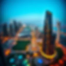 Aerial view showcasing the Golf Panorama Tower amidst Dubai's skyline