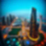 Aerial View of Golf Panorama Tower Aerial view showcasing the Golf Panorama Tower amidst Dubai's skyline