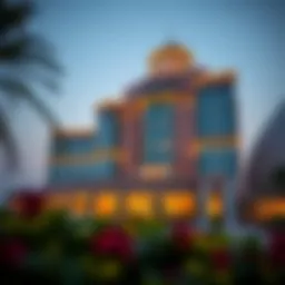 Stunning exterior view of Grand Millennium Al Wahda Hotel showcasing its architectural magnificence