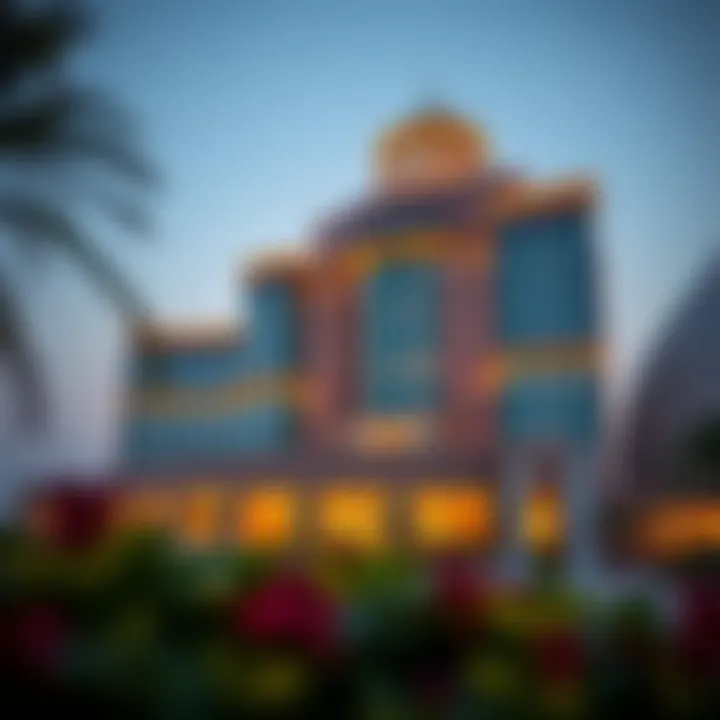 Stunning exterior view of Grand Millennium Al Wahda Hotel showcasing its architectural magnificence