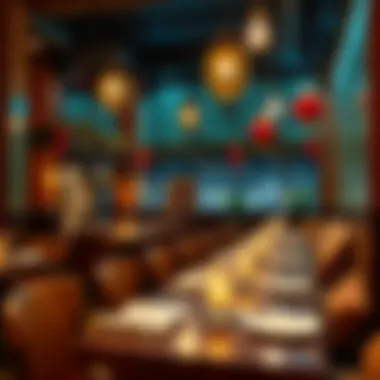 Cozy Iftar Dining Ambiance Cozy restaurant interior during Ramadan with festive decor