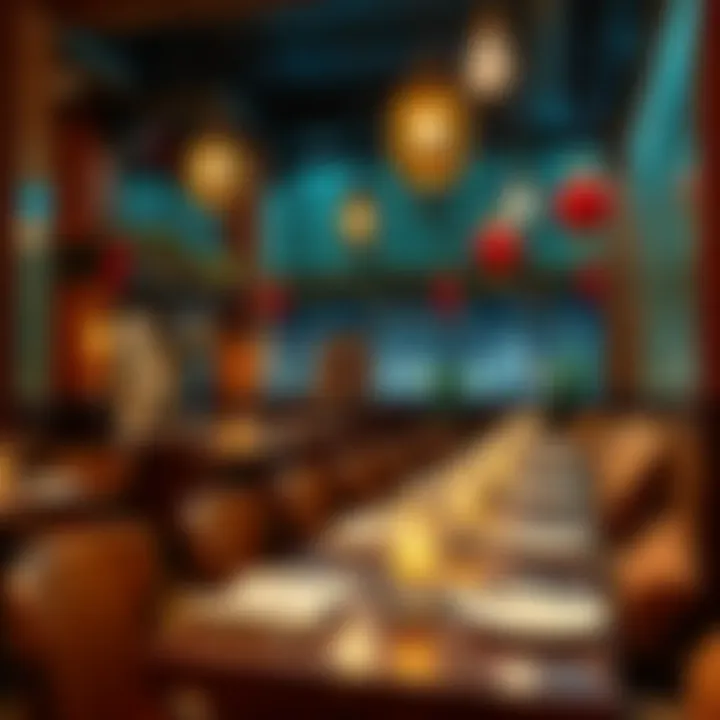 Cozy Iftar Dining Ambiance Cozy restaurant interior during Ramadan with festive decor