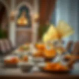 Elegant Iftar table setting with traditional dishes