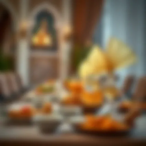 Elegant Iftar table setting with traditional dishes