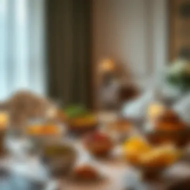 A beautifully set table for iftar, showcasing traditional dishes