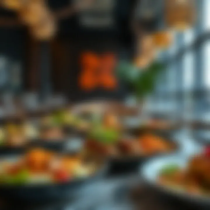 Colorful plates of international cuisine