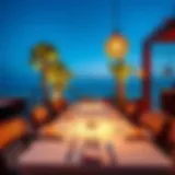 Luxurious dining setup overlooking the beach