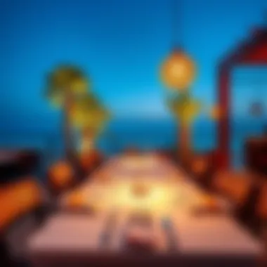 Luxurious dining setup overlooking the beach