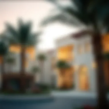 Architectural Elegance in Jumairah Park Close-up of the unique architectural design of residential villas in Jumairah Park