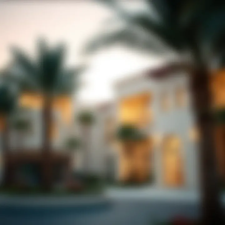 Architectural Elegance in Jumairah Park Close-up of the unique architectural design of residential villas in Jumairah Park
