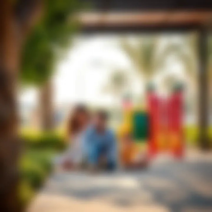 Family Lifestyle at Jumairah Park Family enjoying outdoor recreational facilities in Jumairah Park