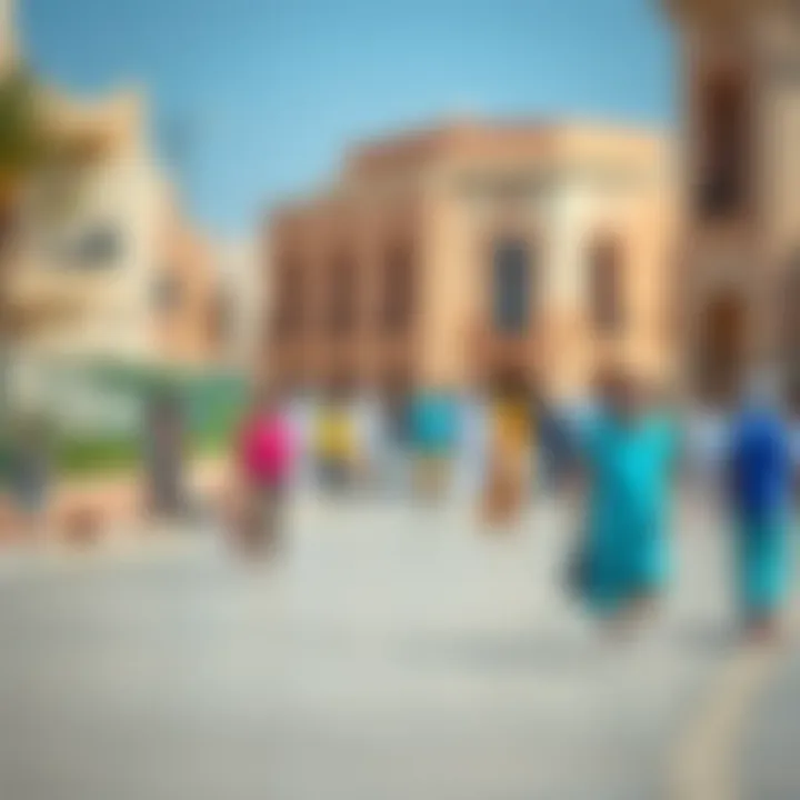 Community life flourishing in Marsa Al Seef, showcasing locals and visitors enjoying recreational activities.