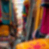 Vibrant textiles displayed in Meena Bazaar
