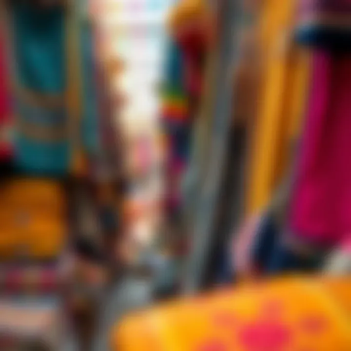 Vibrant textiles displayed in Meena Bazaar