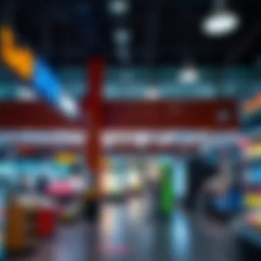 Modern market with high-tech features and sleek design