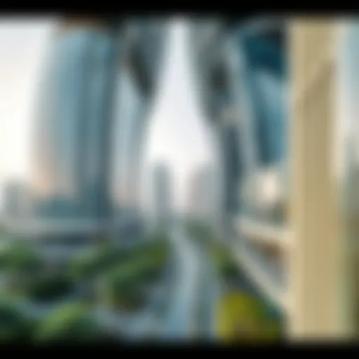 A panoramic view of Mohammed Bin Rashid City District One showcasing its innovative architecture and lush landscapes