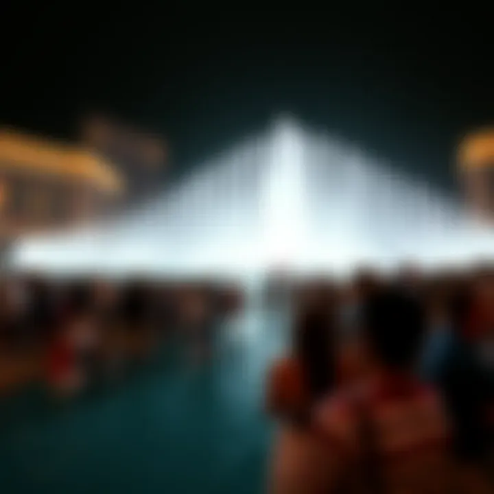 Visitors enjoying the breathtaking performance of the musical fountain, capturing the excitement and ambiance.
