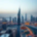 Stunning view of Najma Tower against the Dubai skyline