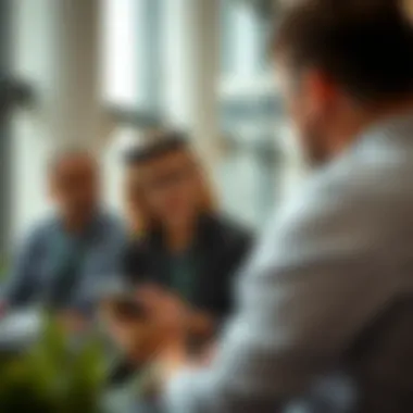 Expatriates Discussing Visa Matters Expatriates discussing visa status