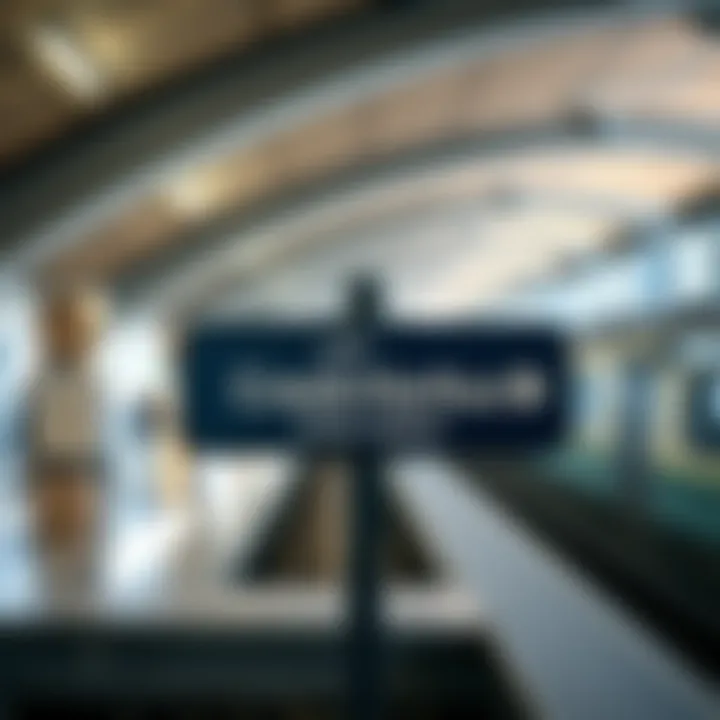 Signage at a metro station directing to Dubai Creek Harbour