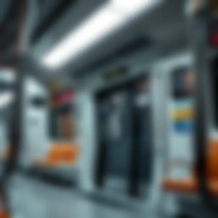 Interior of a modern metro train in Dubai