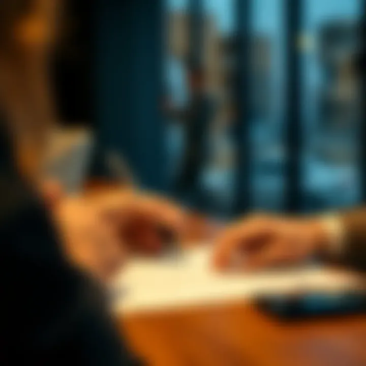 A close-up of a contract being signed by a broker and a client
