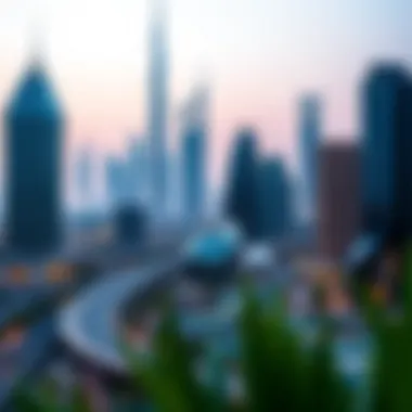 Dubai Skyline with Short-Term Rentals A panoramic view of Dubai's skyline showcasing short-term rental properties