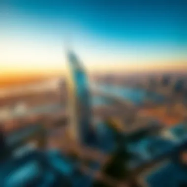 Aerial Perspective of the Noor Building An aerial view showcasing the Noor Building's integration with Dubai's skyline