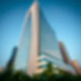 The iconic facade of the Noor Building reflecting Dubai's modern architecture