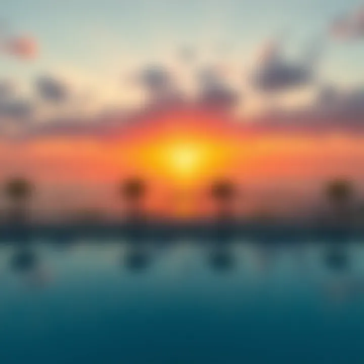 Stunning sunset view from a private pool hotel in Ajman