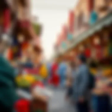 Vibrant Market Scene During Holiday A vibrant market scene during a holiday