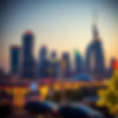 Dubai Skyline During Festivities An artistic representation of Dubai's skyline during a festive holiday