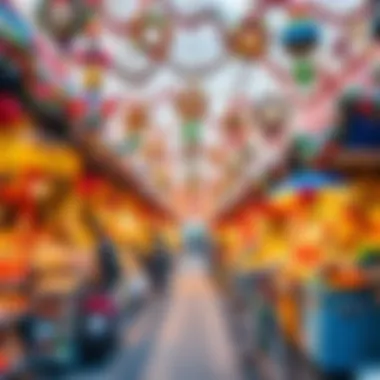 Colorful Holiday Marketplace A colorful marketplace filled with holiday decorations