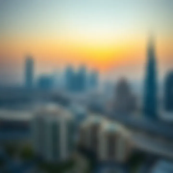 Dubai Skyline Surrounding Rabdan One Aerial view of the surrounding area highlighting the vibrant Dubai skyline