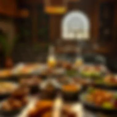 Diverse Iftar Table Representing Cultural Richness Traditional Iftar table set with diverse dishes.