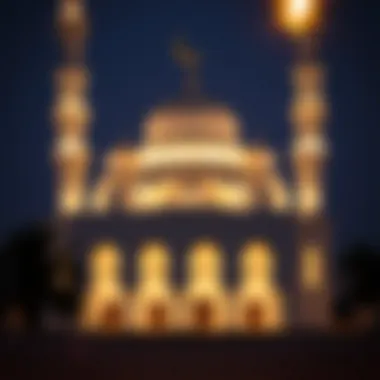 Illuminated Mosque Capturing Spiritual Essence Beautifully decorated mosque illuminated at night.