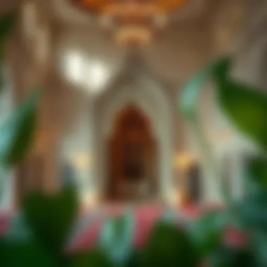 Spiritual Essence of Ramadan An elegant prayer space adorned with traditional decor, showcasing the spiritual essence of Ramadan.