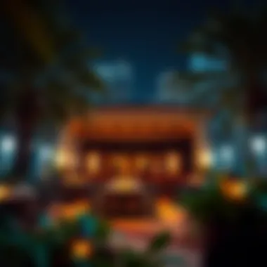 Charming Outdoor Dining Ambiance Cozy outdoor dining area illuminated at night