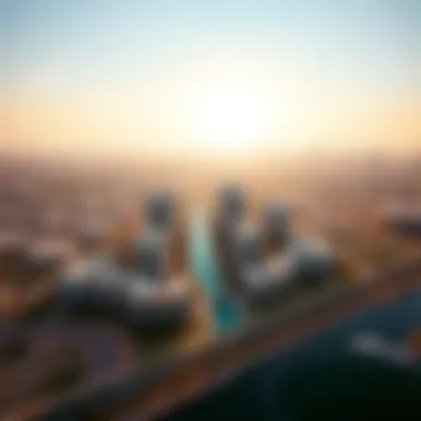 Aerial view of Shams AE highlighting its position in Dubai's landscape