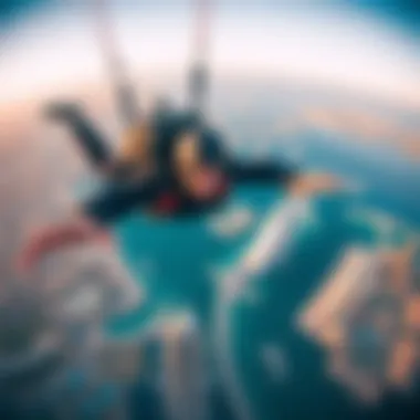 Capturing Dubai's Landscape from Above A skydiver capturing the stunning landscape of Dubai from above