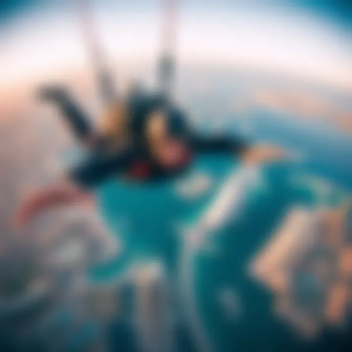 Capturing Dubai's Landscape from Above A skydiver capturing the stunning landscape of Dubai from above