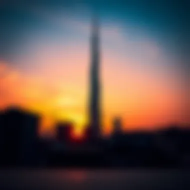 Silhouette of the Tower at Sunset View of the tower at sunset, emphasizing its silhouette against the vibrant sky.