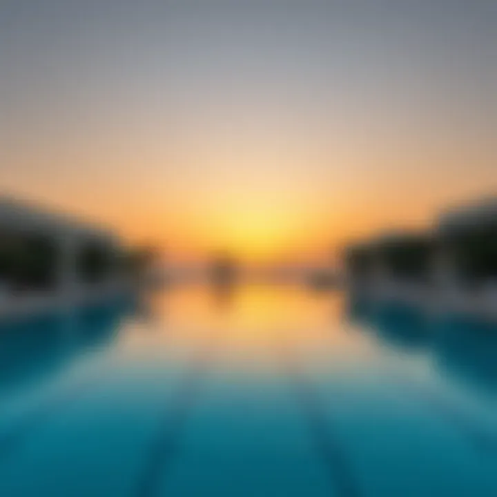 Luxurious Infinity Pool and Contemporary Design Luxurious infinity swimming pool surrounded by modern architecture