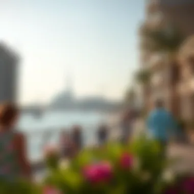 Families enjoying recreational activities along the ساحل كورنيش الممزر, showcasing community and leisure.