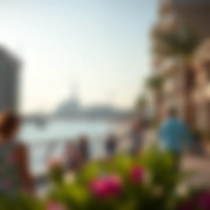 Families enjoying recreational activities along the ساحل كورنيش الممزر, showcasing community and leisure.