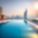 Infinity Pool with Dubai Skyline View Stunning infinity pool overlooking the Dubai skyline