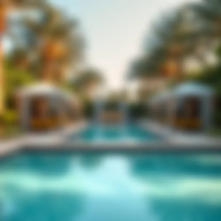 Luxurious Poolside Cabanas Luxurious poolside cabanas with lush surroundings