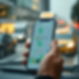 Convenient taxi app interface on a smartphone