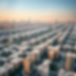 Overview of Dubai skyline with residential properties
