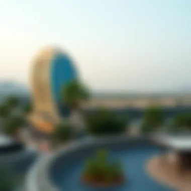 The Fab Building in the Al Jaddaf Landscape A panoramic shot of Al Jaddaf area with the Fab Building in context